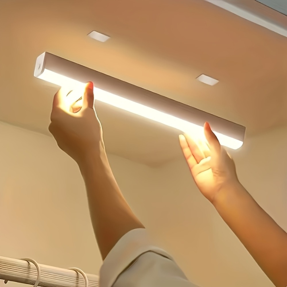 Orange Lighting Decor - モーションセンサー付きワイヤレスLEDストリップライト – USB充電式、マルチカラー(ホワイト/オレンジ/イエロー) キッチン、クローゼット、ワードローブ用