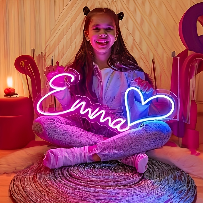 Neon Sign Custom Led - カスタムネオンLEDウォールサイン（調光器付き）、USB電源装飾ライト（寝室、パーティー、結婚式、誕生日用）-パーソナライズ可能