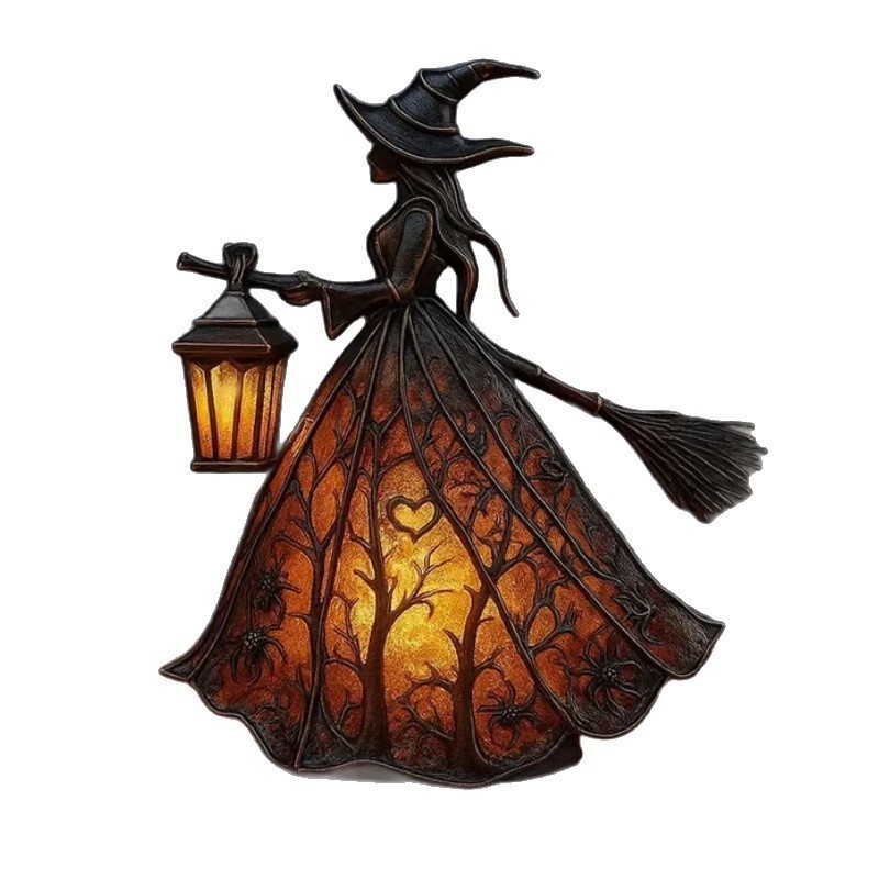 Lightings Decoration - 魔女の樹脂製卓上ナイトライト、USB電源式、ハロウィン装飾、ゴスパーティー、テーブル、マントルピース、ホラー映画の夜に最適