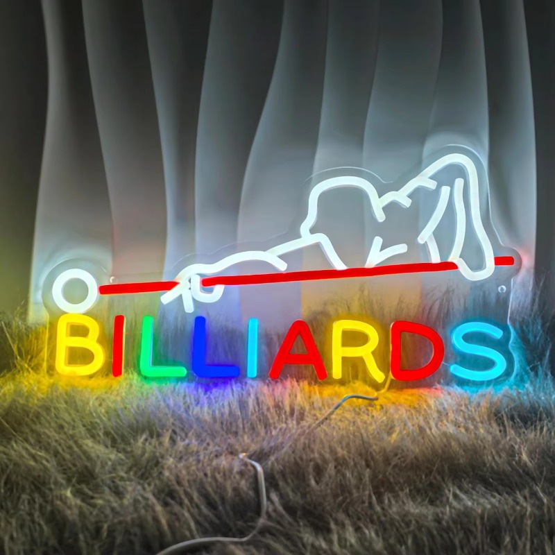 Neon Sign Custom Led - ビリヤードのネオンサイン、ビリヤードルーム用のLEDライト、壁掛け装飾、LEDネオン壁飾り、カスタムネオンライトサイン。