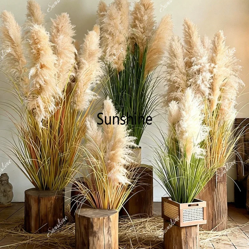 Home Decor Lighting Tree - 人工緑植物、天然の葦、フォックステールライトラグジュアリー、バイオニック造花、鉢植え植物TJ