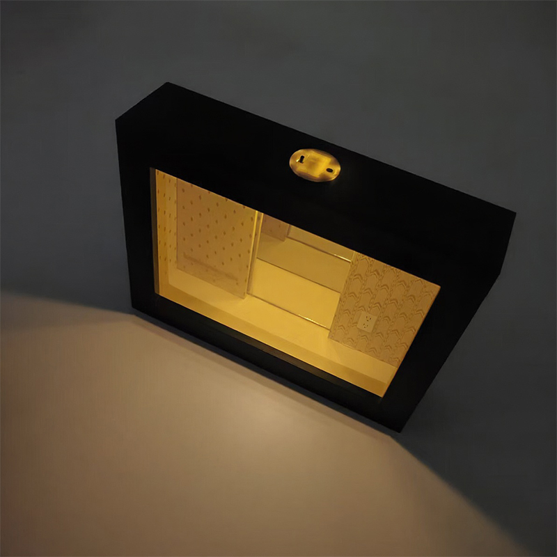 Lighting Decor Photos - リアルルームアビスインフィニティミラーフォトフレーム、LEDライト付き、バックルームディストピアトンネルエフェクト、デスクトップデコレーション、クリエイティブディスプレイボックス