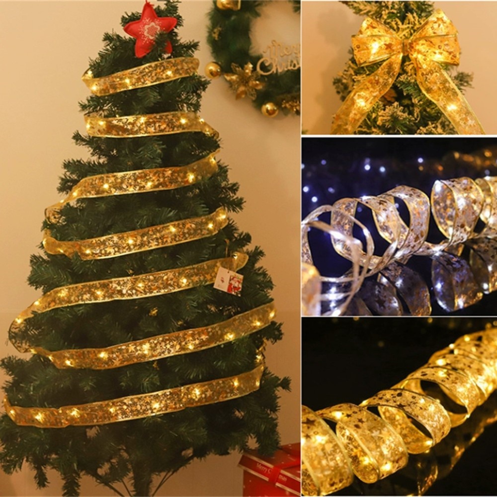 Home Decor Lighting Tree - 2027年 新年 LED リボンライト ストリング 電池式