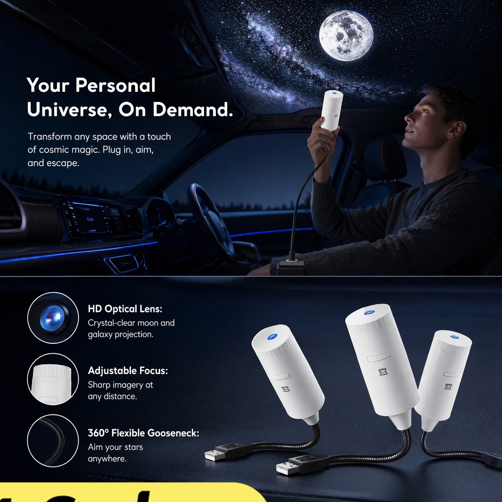 Lighting Decor For Home - ミニギャラクシースタープロジェクター 2in1 ナイトライト ホーム背景雰囲気ライト 寝室 車内装飾
