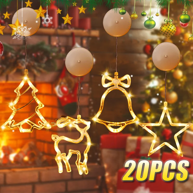 Wall Decor Lighting Tree - LED吸盤ライト,クリスマスデコレーション,窓と壁のライト,フェザーベルパインツリースター,1〜20個