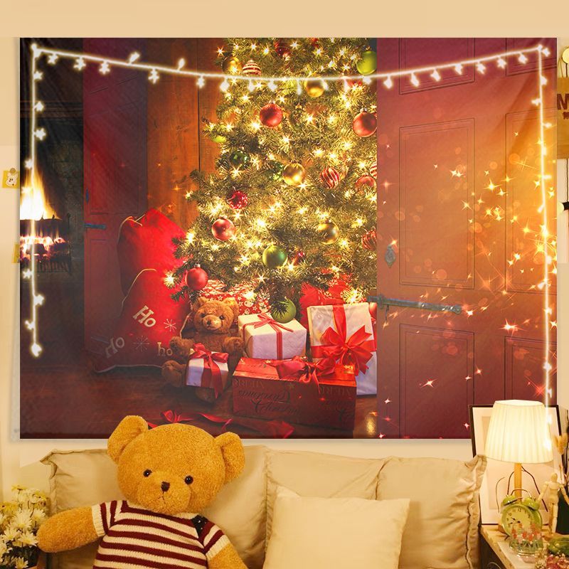 Wall Decor Lighting Tree - VIKAMA ウォールタペストリー クリスマス 暖かい光のツリー ギフト テディベア