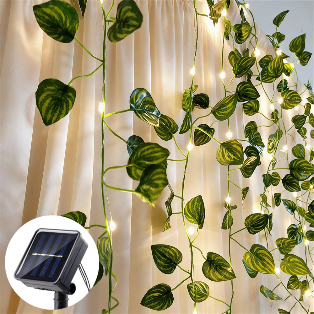 Lightings Decoration - 10M 5M 2M フラワーグリーンリーフソーラーストリングライト人工つるフェアリーライトクリスマスツリーガーランドライト、結婚式や家の装飾に