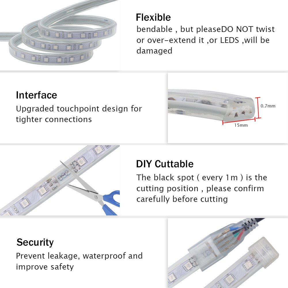 220V Bluetooth RGB LEDストリップライト - Decor Lighting Uk のレビューと価格