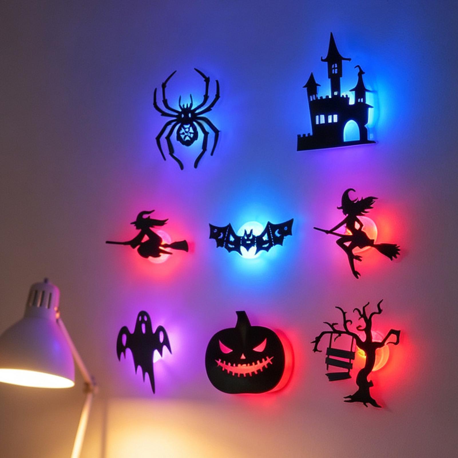 ハロウィーン用LEDシルエットウォールライトステッカー8枚セ - Wall Decor Lighting Tree のレビューと価格