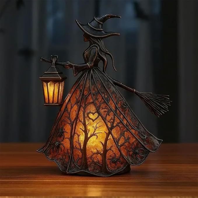 魔女の樹脂製卓上ナイトライト、USB電源式、ハロウィン装飾、 - Lightings Decoration のレビューと価格