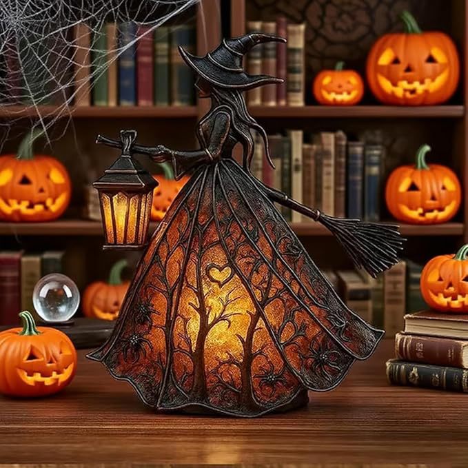 魔女の樹脂製卓上ナイトライト、USB電源式、ハロウィン装飾、 - Lightings Decoration のレビューと価格