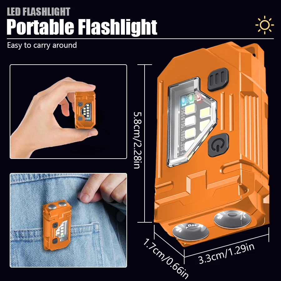 ミニキーホルダー EDC 懐中電灯充電式磁気トーチ超高輝度ポ - Orange Lighting Decor のレビューと価格