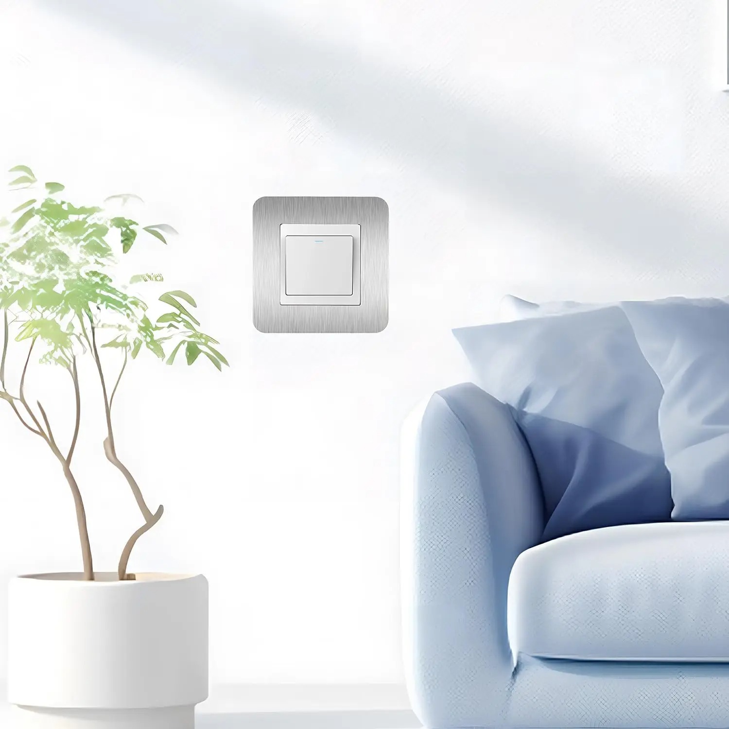 4個の銀色の粘着式ライトスイッチサラウンド - 英国標準8. - Decor Lighting Uk のレビューと価格