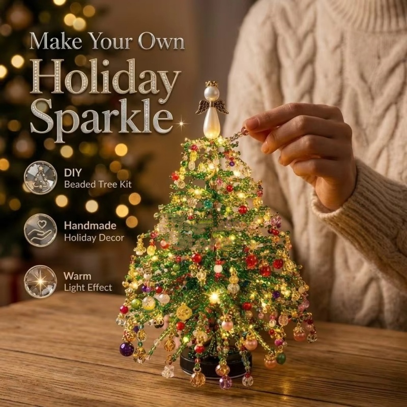 DIYビーズクリスマスツリーキット（クリスタルビーズとLED - Home Decor Lighting Tree のレビューと価格