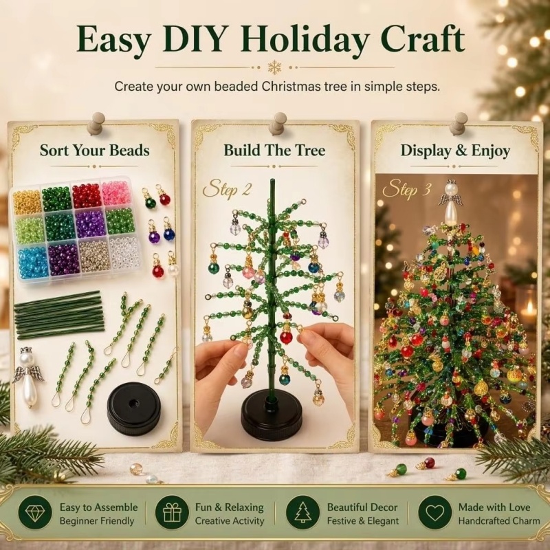 DIYビーズクリスマスツリーキット（クリスタルビーズとLED - Home Decor Lighting Tree のレビューと価格