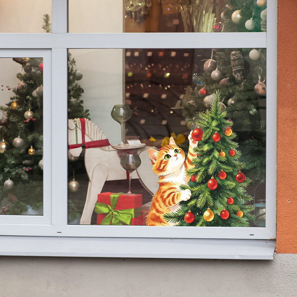 漫画風の猫の絵が描かれたクリスマスツリーのライトボール型ステ - Wall Decor Lighting Tree のレビューと価格