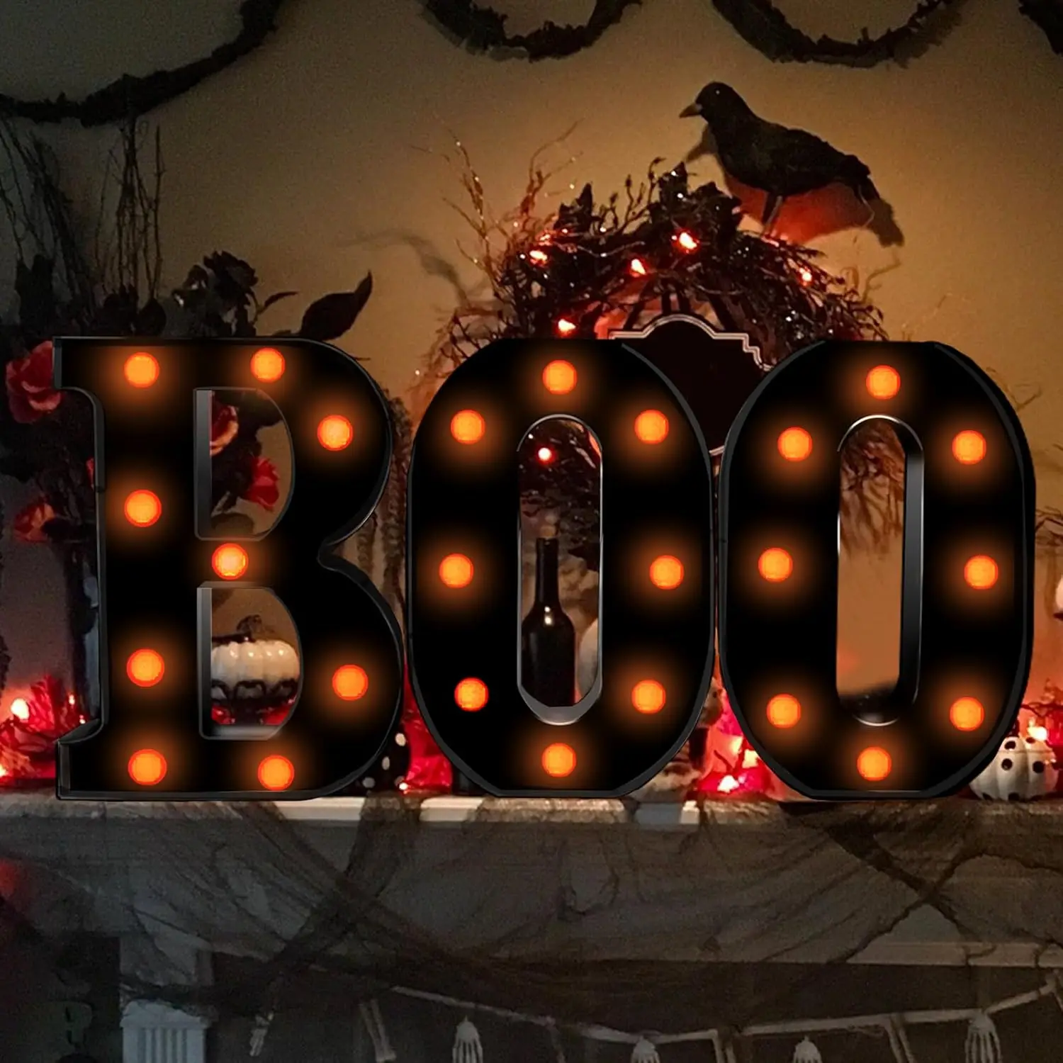 ハロウィン装飾 室内用-3つのLED電光掲示板ライトアップレ - Light Up Letters Marquee のレビューと価格