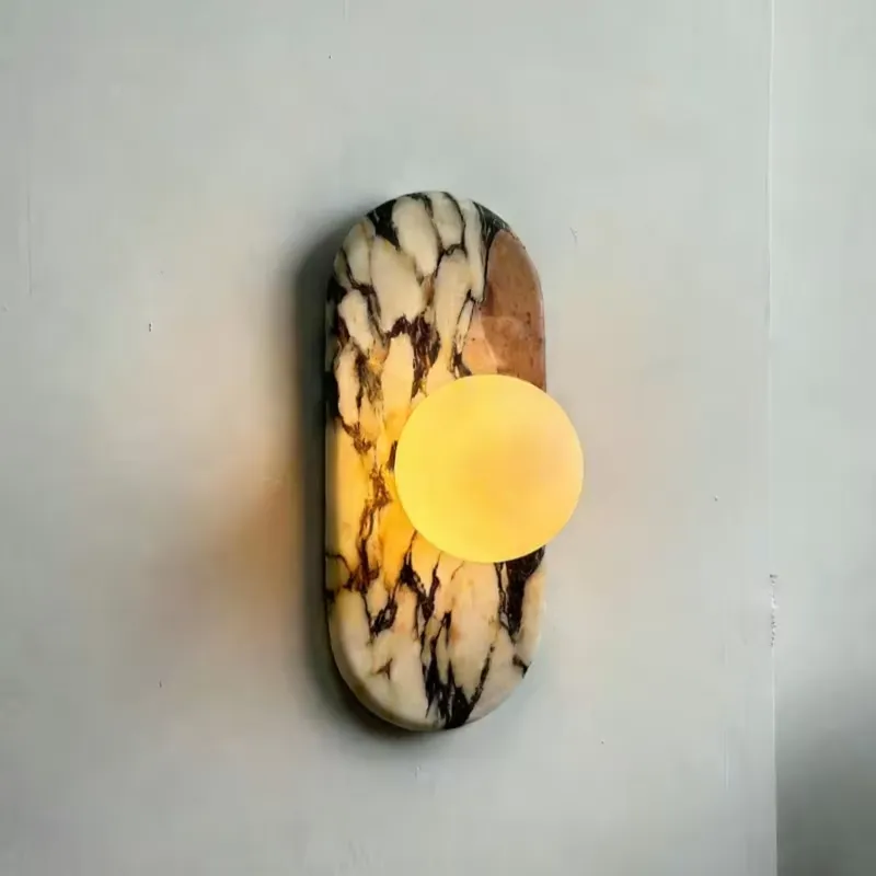 SJX ミニマリストナチュラルカラカッタヴィオラ大理石ウォー - Lighting Decor For Home のレビューと価格