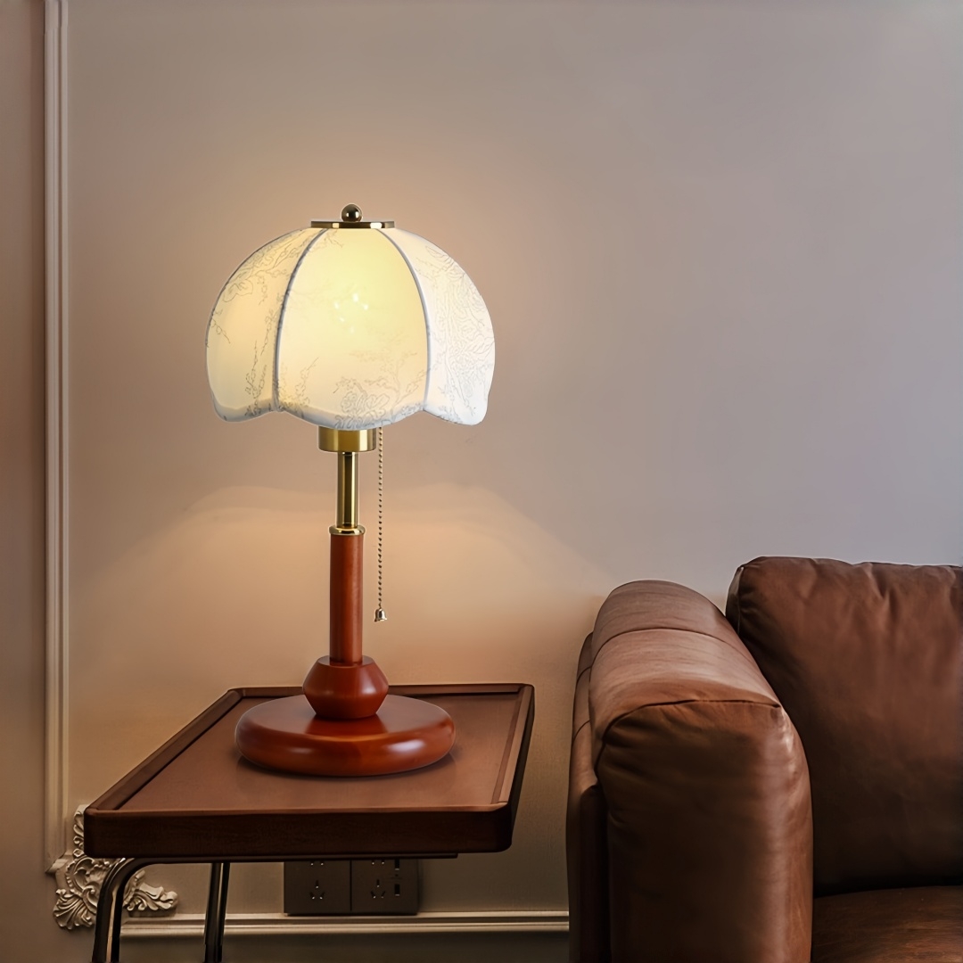 ヴィンテージスカラップドームテーブルランプ寝室ナイトスタンド - Lighting Decor For Home のレビューと価格