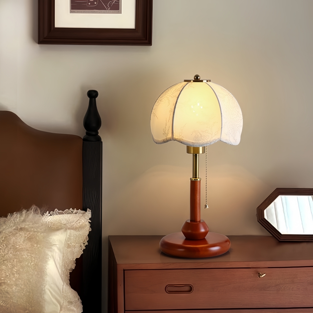 ヴィンテージスカラップドームテーブルランプ寝室ナイトスタンド - Lighting Decor For Home のレビューと価格