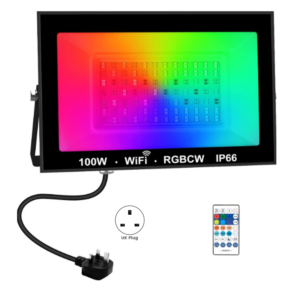 AA19 100W RGBCW LED投光器 アプリ遠隔操作 - Decor Lighting Uk のレビューと価格