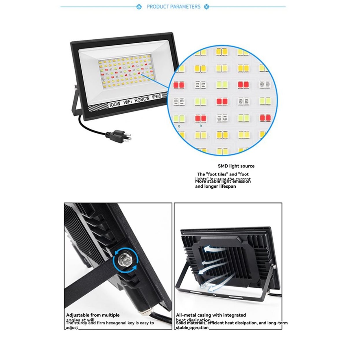 Nices 100W RGBCW LED フラッドライト A - Decor Lighting Uk のレビューと価格
