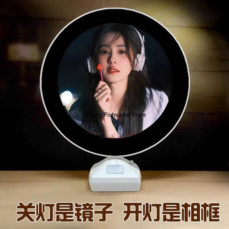 Bai Lu テーマミラーフォトフレーム ナイトライト 光る - Lighting Decor Photos のレビューと価格
