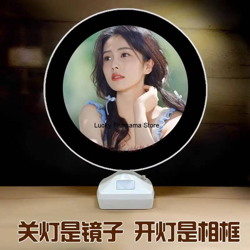 Bai Lu テーマミラーフォトフレーム ナイトライト 光る - Lighting Decor Photos のレビューと価格