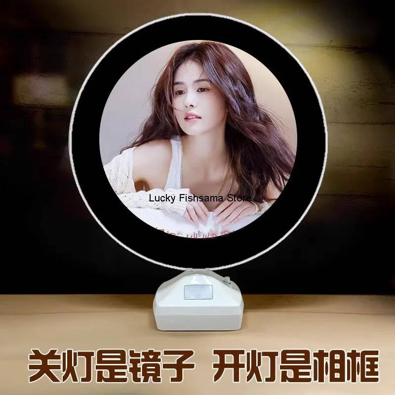 Bai Lu テーマミラーフォトフレーム ナイトライト 光る - Lighting Decor Photos のレビューと価格