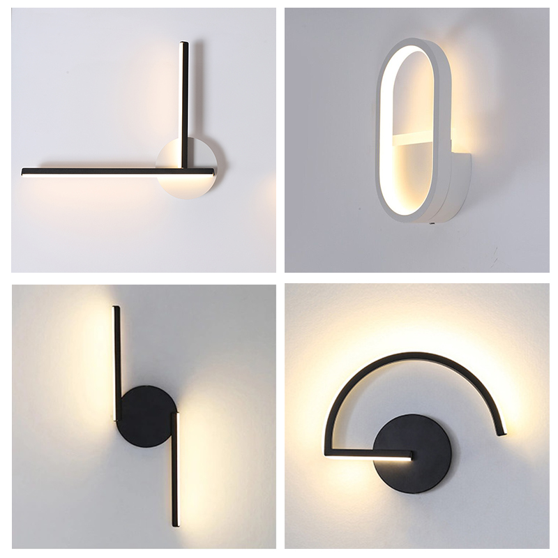 モダンな北欧LEDウォールランプ、ミニマリストブラック幾何学 - Lighting Decor For Home のレビューと価格