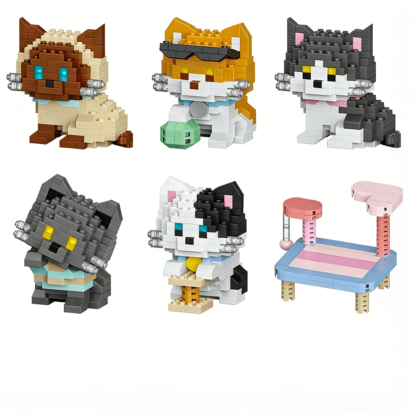 猫シリーズの組み立てブロック6個セット、オレンジ色の猫、ブリ - Orange Lighting Decor のレビューと価格