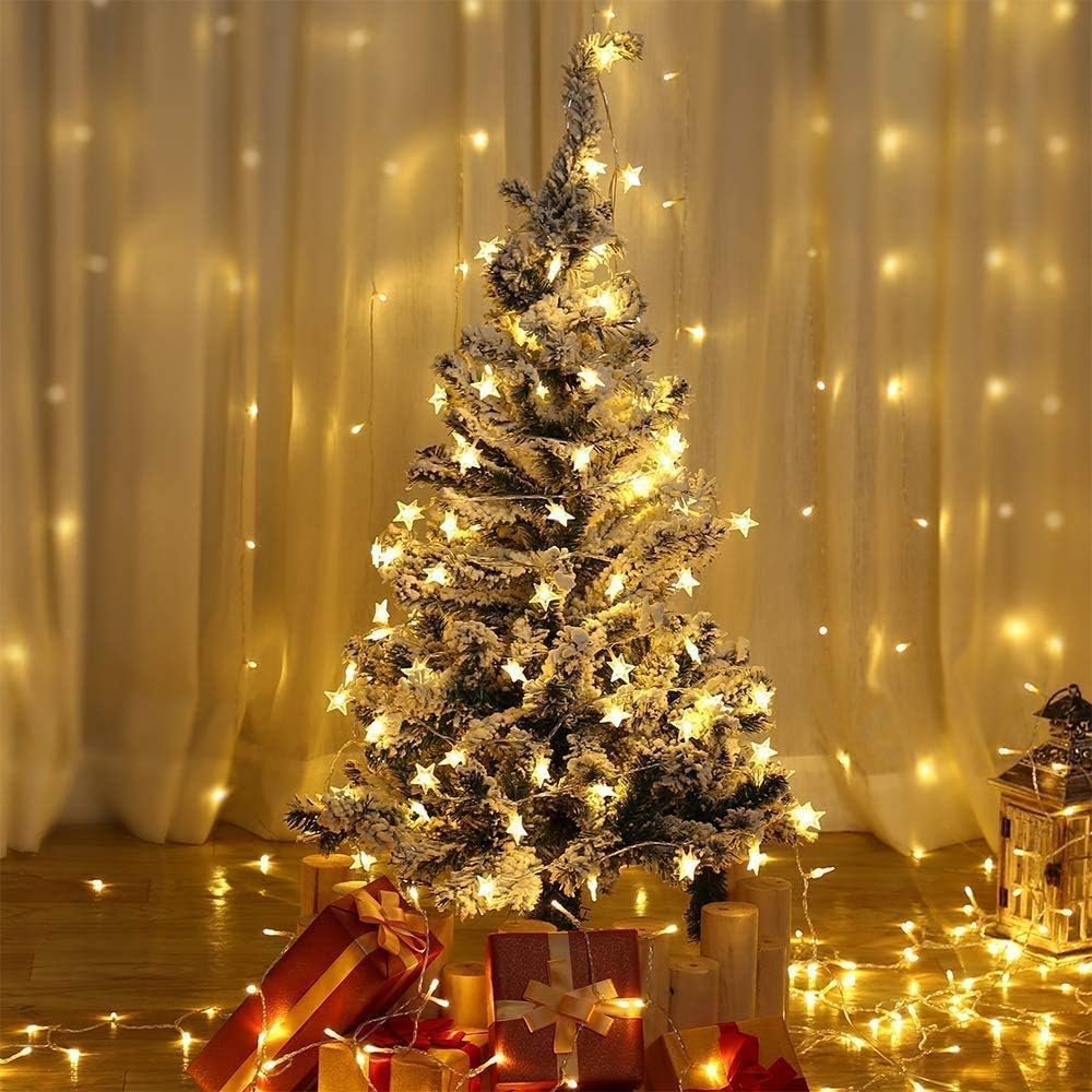 クリスマスストリングライト LED アクリルクリアスター雪の - Home Decor Lighting Tree のレビューと価格