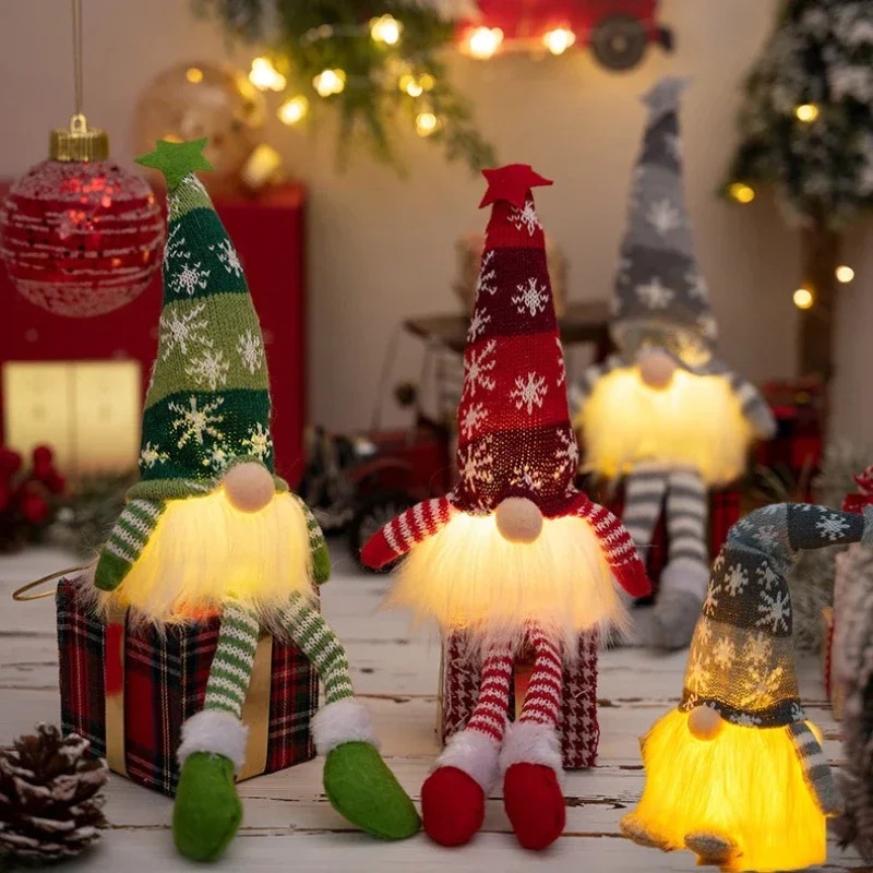 クリスマス顔のない人形ノームオーナメント LEDライトぬいぐ - Home Decor Lighting Tree のレビューと価格