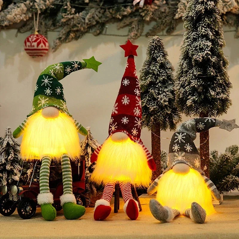 クリスマス顔のない人形ノームオーナメント LEDライトぬいぐ - Home Decor Lighting Tree のレビューと価格