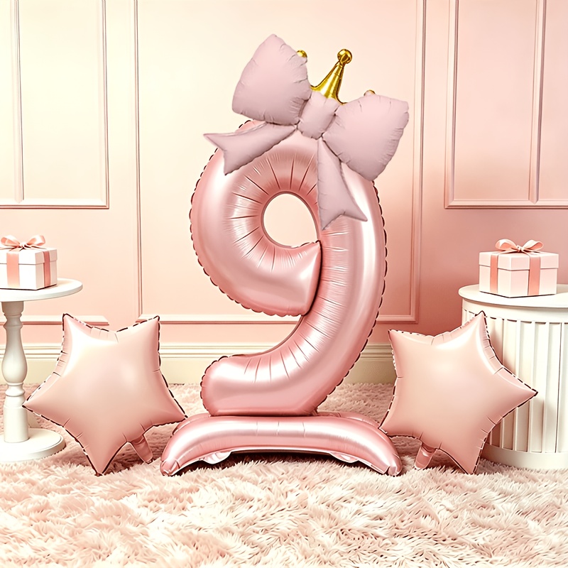 ライトラグジュアリーピンク3Dバルーン0-9、ベースと王冠付 - Lighting Decor Photos のレビューと価格