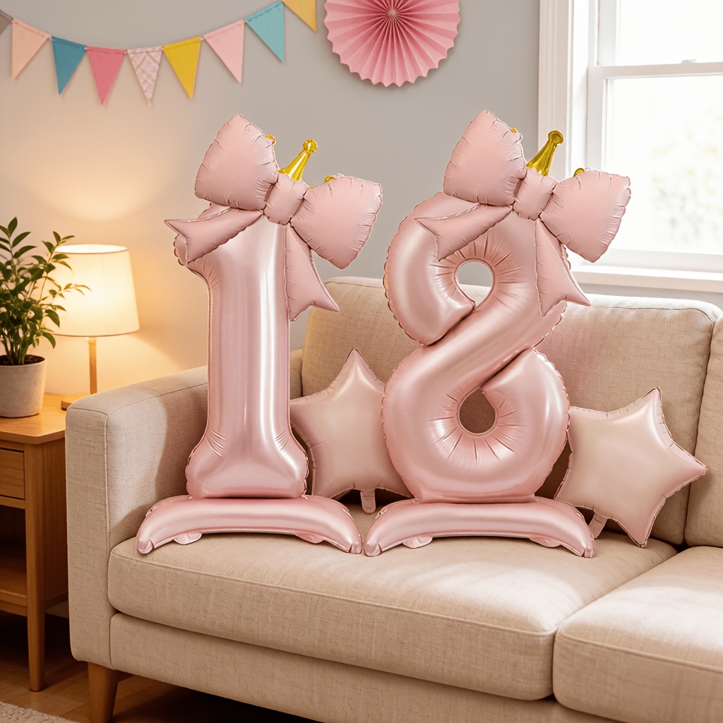 ライトラグジュアリーピンク3Dバルーン0-9、ベースと王冠付 - Lighting Decor Photos のレビューと価格