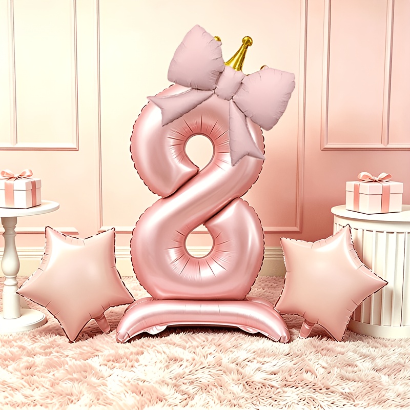 ライトラグジュアリーピンク3Dバルーン0-9、ベースと王冠付 - Lighting Decor Photos のレビューと価格