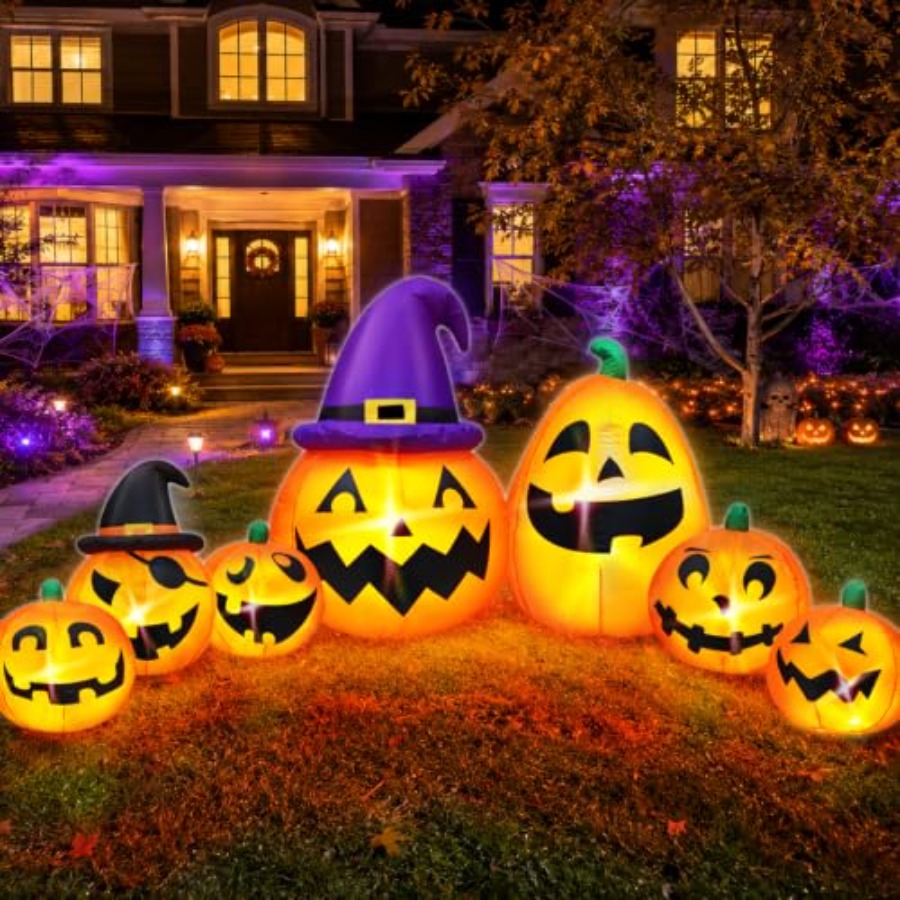 屋外用ハロウィーン装飾品、空気で膨らませるタイプのカボチャ、 - Orange Lighting Decor のレビューと価格