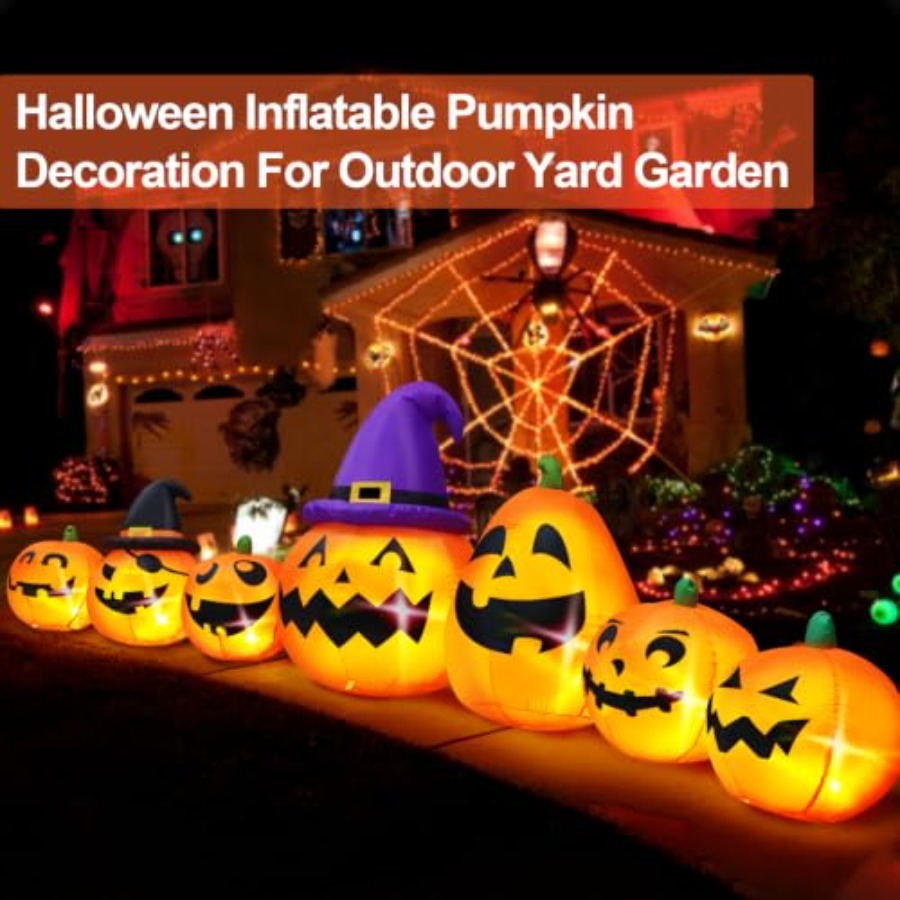 屋外用ハロウィーン装飾品、空気で膨らませるタイプのカボチャ、 - Orange Lighting Decor のレビューと価格