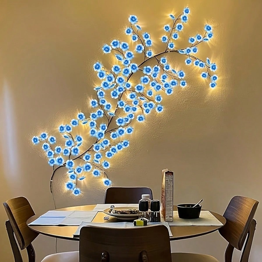 1個 72 LEDブルーチェリーブロッサムツリーブランチライ - Wall Decor Lighting Tree のレビューと価格