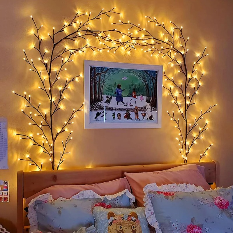96LEDツリーブランチランプ寝室の壁の装飾柳のつるツリーラ - Wall Decor Lighting Tree のレビューと価格