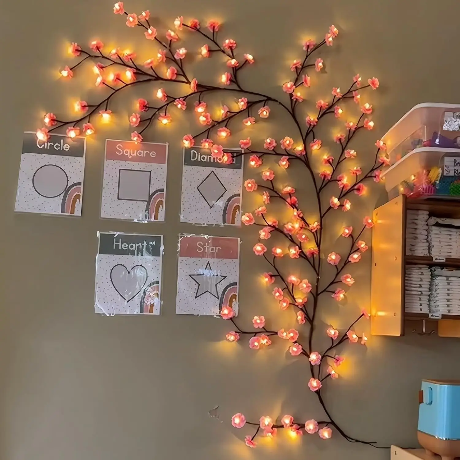 桜の枝の装飾ガーランド、クリスマス、室内、家の壁、ドア、桜の - Wall Decor Lighting Tree のレビューと価格