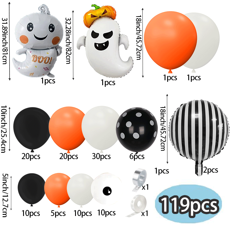 119個入り オレンジクリームブラック ハロウィンバルーンア - Orange Lighting Decor のレビューと価格