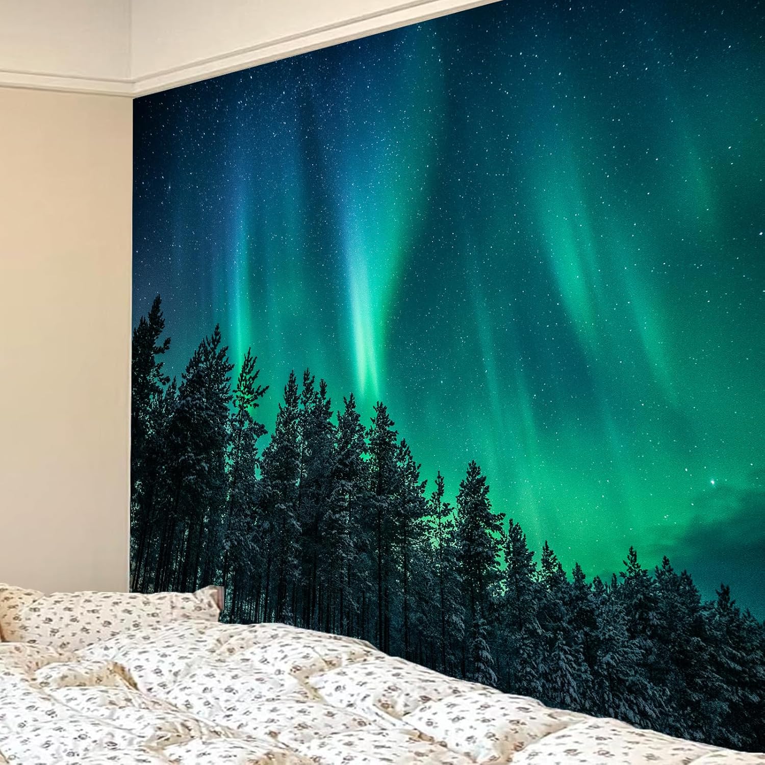 大きなオーロラタペストリー壁飾りオーロラ森林ツリー空銀河ボヘ - Wall Decor Lighting Tree のレビューと価格
