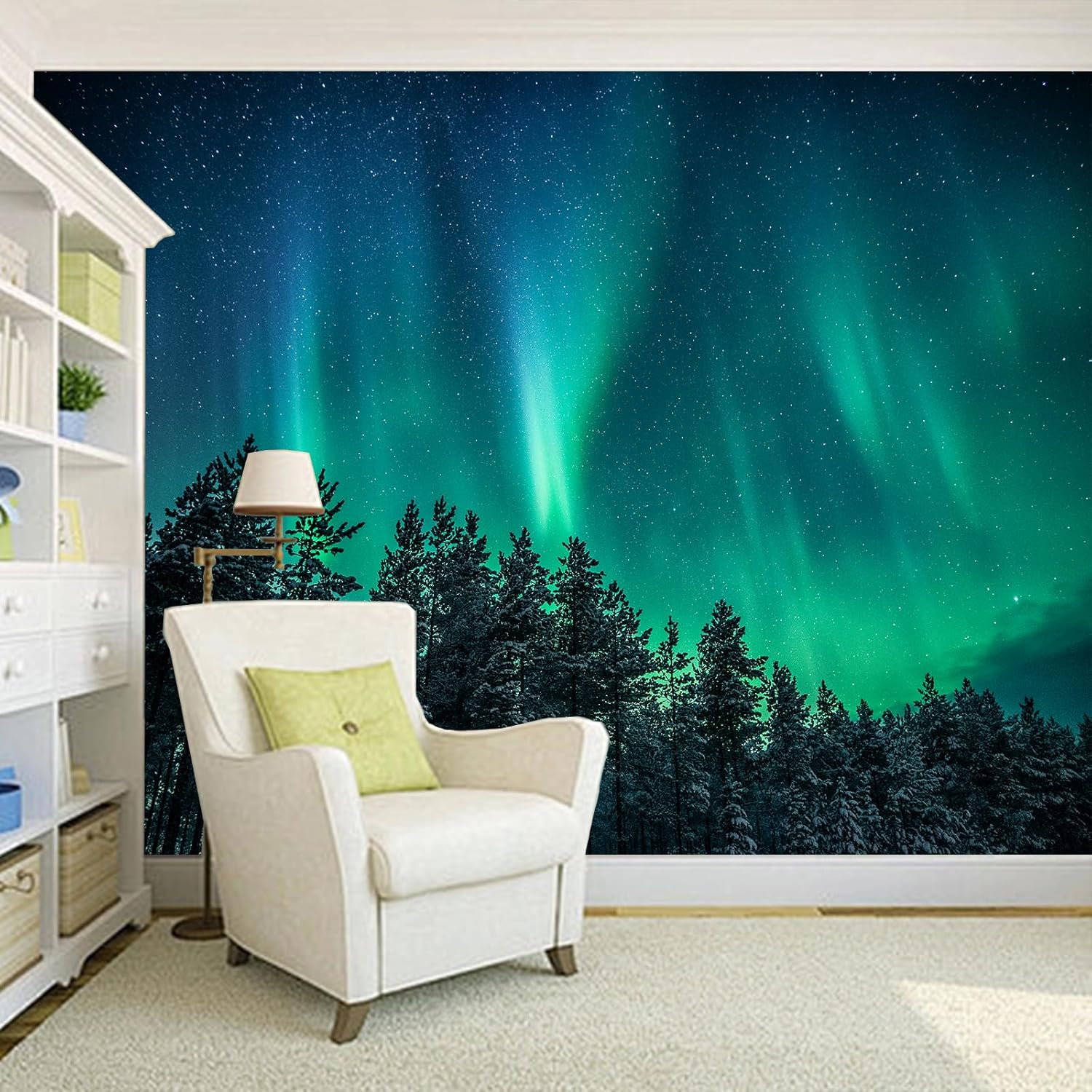 大きなオーロラタペストリー壁飾りオーロラ森林ツリー空銀河ボヘ - Wall Decor Lighting Tree のレビューと価格