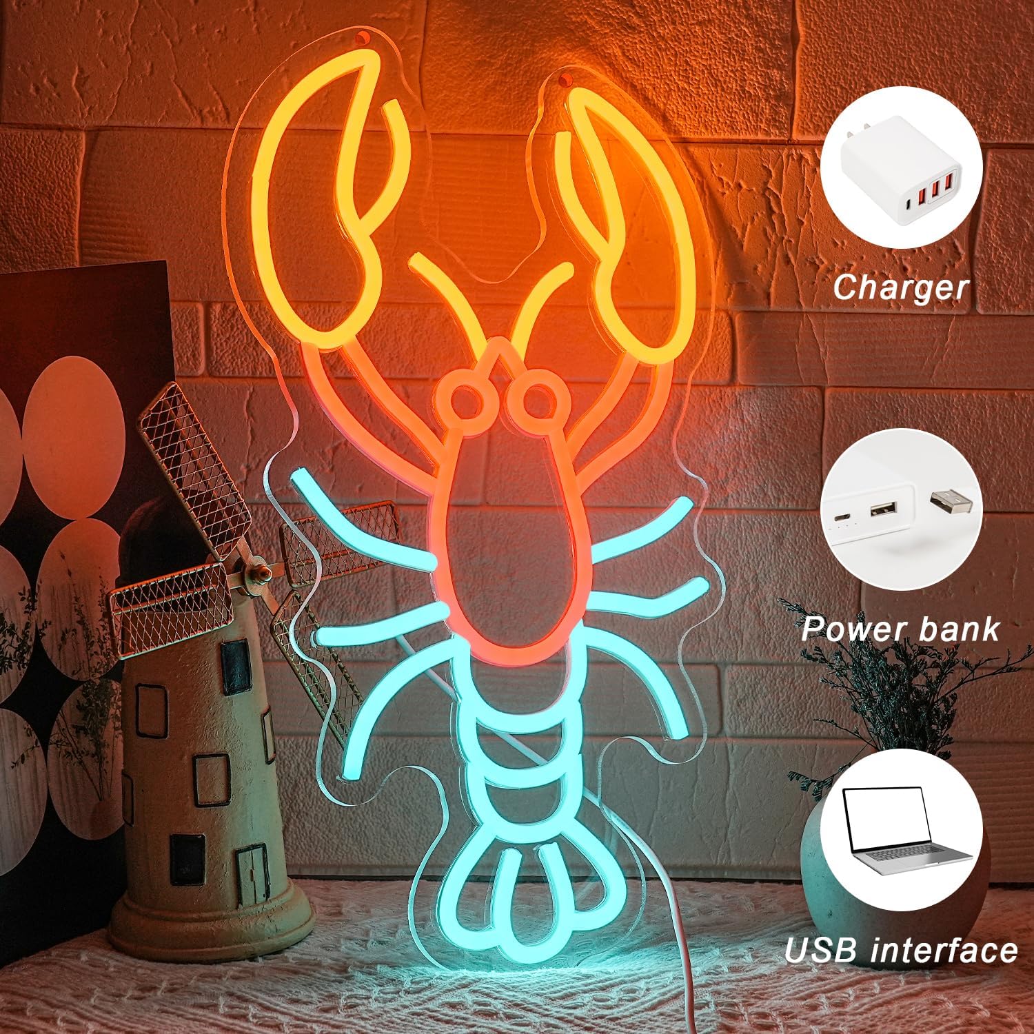 ロブスターネオンサイン子供部屋装飾USB電源LEDライト誕生 - Lightings Decoration のレビューと価格
