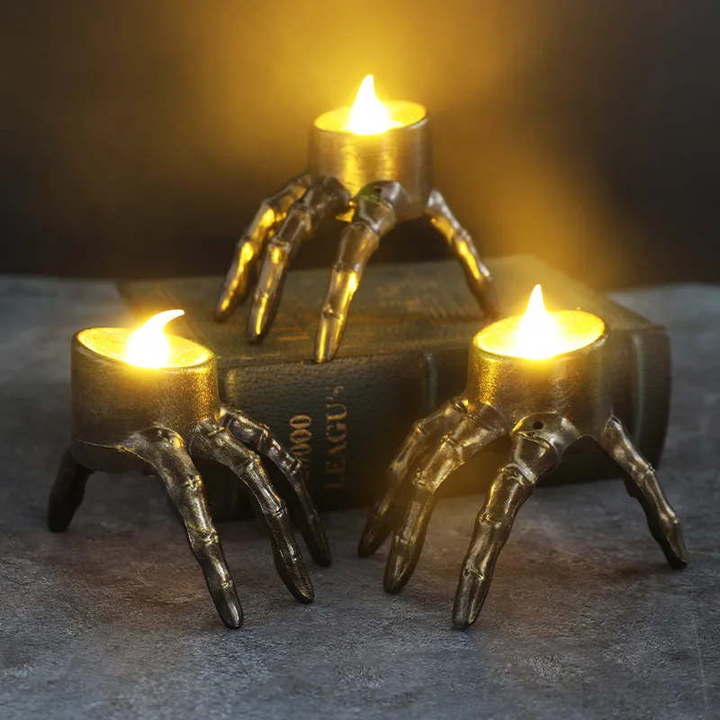 ハロウィーン用LEDキャンドルランタン,腕を砕く,頭蓋骨,ホ - Orange Lighting Decor のレビューと価格