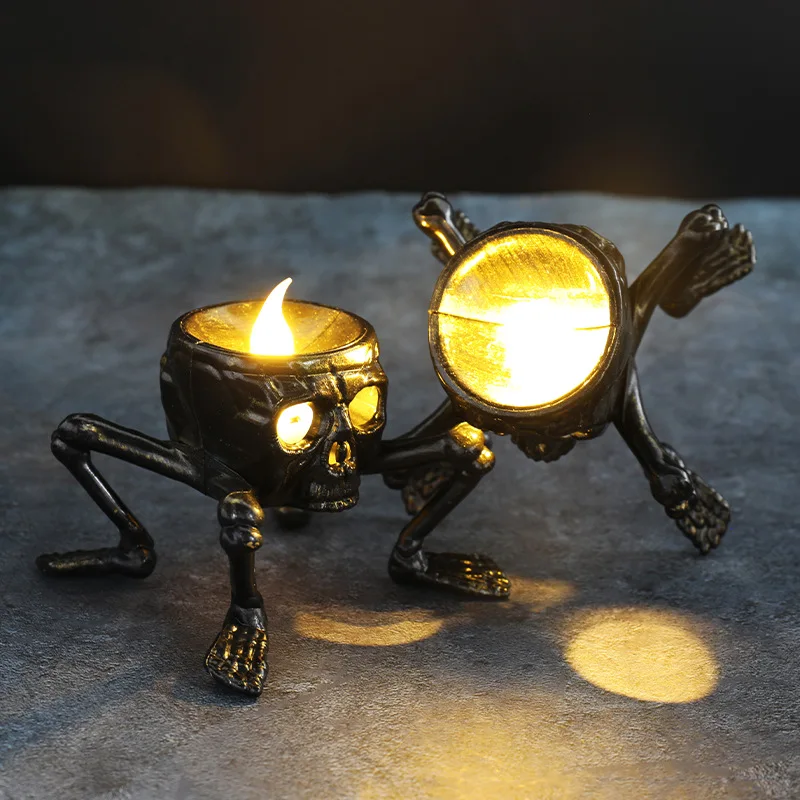ハロウィーン用LEDキャンドルランタン,腕を砕く,頭蓋骨,ホ - Orange Lighting Decor のレビューと価格