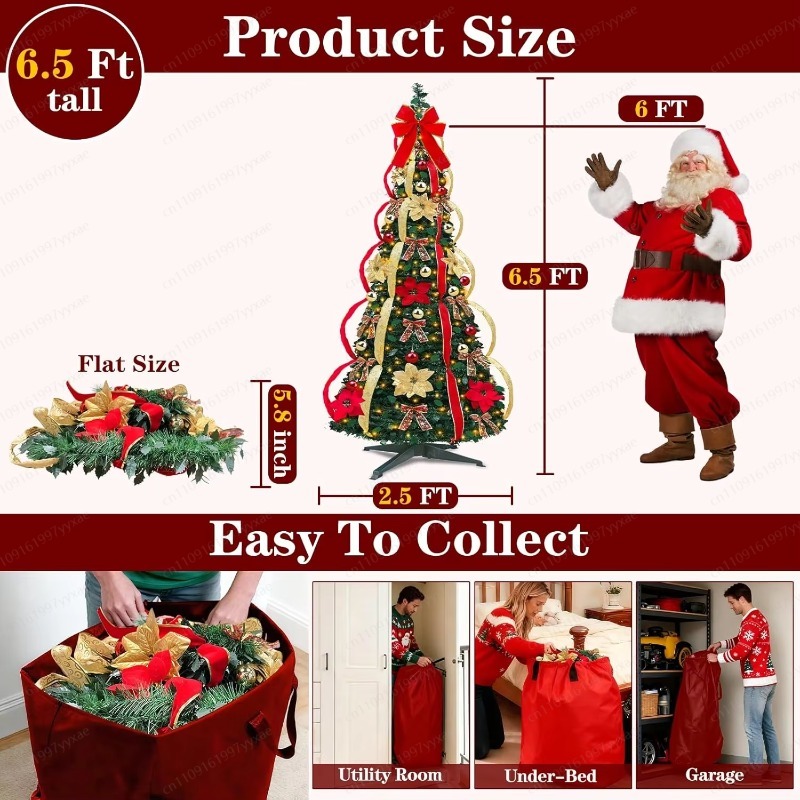 180CMの電飾付き折りたたみ式クリスマスツリー、200個の - Home Decor Lighting Tree のレビューと価格